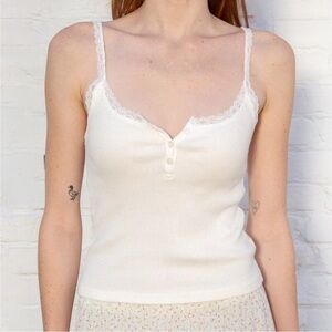 Brandy Melville Amaya Tank top with lace trim in ivory size XS/S